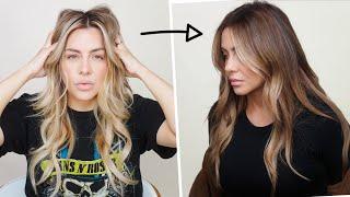 Hair Transformation - Blonde to Warm Brunette - Step by Step