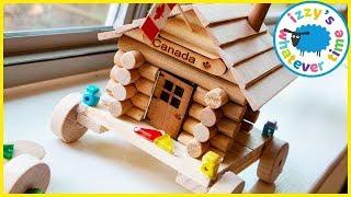 Izzy's Toy Time CRAFT TIME! Let's Build a LOG CABIN CAR!  Toy Cars and Toy Trains for Kids!