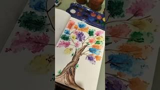 Easy watercolors tree art #treeart #colorful #art #watercolors #artwork #easypainting #easyart