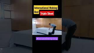international making bed triple sheet #housekeeping #shorts