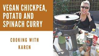 Cooking up a Vegan Chickpea, Potato and Spinach Curry || COOKING WITH KAREN