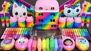 Rainbow Gabby's Dollhouse SlimeMixing Makeup,Parts,Glitter Into Slime. #ASMR#satisfying#slime