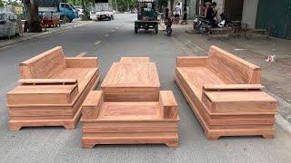 Bộ Sofa chân pháo tay cánh gà gỗ hương đá #xuhuongyoutube