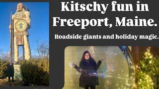 Roadside Giants & holiday cheer! Freeport, Maine. Holiday magic galore!