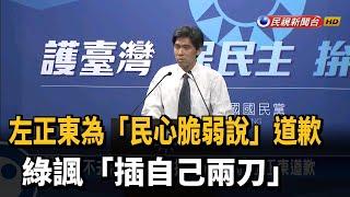 左正東為「民心脆弱說」道歉 綠諷「插自己兩刀」－民視台語新聞