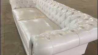 chesterfield white sofa | genuine leather sofa| living room sofa set#newdesign #sofa #latest