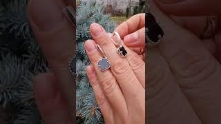 Серьги Ван Клиф с ониксом из серебра