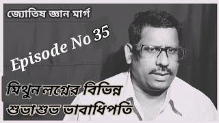 মিথুন লগ্নের বিভিন্ন ভাবপতিদের শুভাশুভ নির্ণয়, Episode No 35 #Jyotish gyan Marg-#rashifal