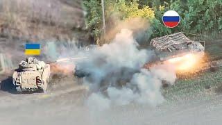  Ukraine War 2024 - Ukrainian Bradley Knocks Out Russian T-80 Tank With TOW Missile & Shredds MT-LB