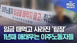 임금 떼먹고 사라진 ‘팀장’···1년째 애태우는 이주노동자들 | 대구MBC뉴스