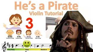 He's a Pirate from Pirates of the Caribbean sheet music and easy violin tutorial