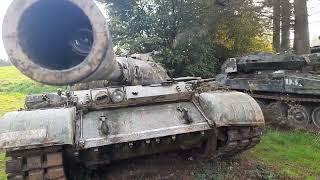 T55 tank, abandoned wreck, visited with the FARG Motorpool Hotchkiss M201.