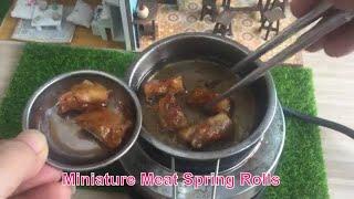 Miniature Meat Spring Rolls I Mini real cooking with The Miniature Cooking