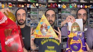 Food ASMR Eating Easter Chocolate Eggs and Exotic Snacks! 