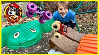 MARVEL Monster Jam & Hot Wheels Monster Trucks  TURTLE JUMP TREADMILL RACE