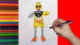 How to draw Ignited Chica, FNaF, Как нарисовать игнайт Чику, ФНаФ