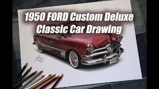 1950 FORD Custom Deluxe American Classic Car Drawing | Orhan Ozvatan