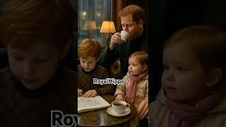 Prince Harry and kids in a coffee shop #coffee #princeharry #happy #cute #rain #colors #archie