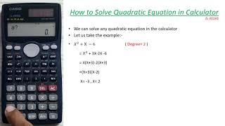 How to Solve Quadratic equation in the calculator I Casio fx991MS I The Calculator King