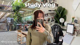 study vlog | library study date, productive exam week, new backpack