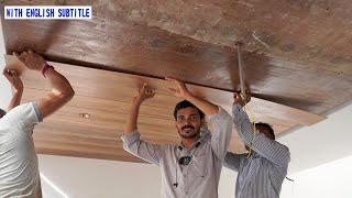 Veneer Ceiling Installation | Full Gurjan Premium Ceiling | Royal Teak Veneer Fall Ceiling | Ceiling