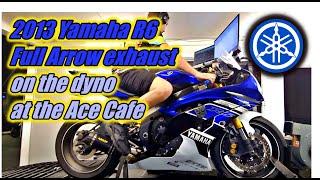 2013 Yamaha R6 Dyno Test with full Arrow exhaust at the Ace Cafe