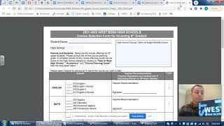 Completing high school course selection sheet