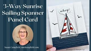 Guy-Friendly Sunrise Sailing Spanner Panel Card with a Graduation Theme. 3 Part Card!