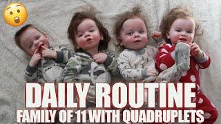 DAILY ROUTINE FOR A LARGE FAMILY OF 11 WITH QUADRUPLETS! | DAY IN THE LIFE! | 9 KIDS UNDER 9! | VLOG