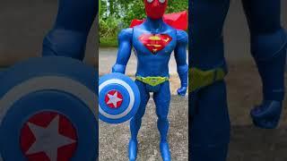 SUPER MAN + CAPTIAN AMERICA + SPIDER MAN = ??? Marvel Toys #shorts #spiderman #funny