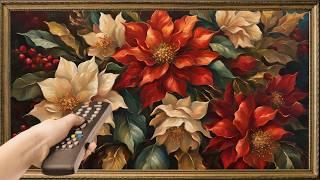 2Hr Vintage Christmas Flowers TV Art Screensaver.  4K Frame TV Hack. Easy DIY Xmas Decorating Idea.