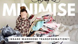 MESSY TO MINIMAL 2024‼️ EXTREME WARDROBE DECLUTTER WITH ME  GETTING RID OF EVERYTHING I OWN! ‍️