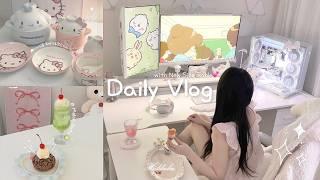 [SUB] ʚ Vlog ɞㅣ집순이 초여름 일상.zipㅣ산리오 식기 하울 홈카페 디저트 자취생 장보기 핏쳐 사이드 데스크 사용기 | Summer diary｡𖦹°‧