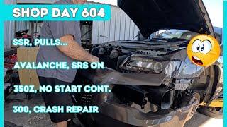 SSR PULLS, AVALANCHE SRS, 350Z RUNS, 300 CRASHED. SHOP DAY 604 FIXING CARS N TRUCKS