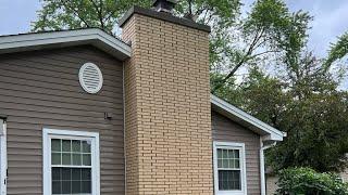 Chimney rebuild & brick stain.  Exterior transformation!  #realestate