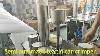 Semi automatic metal container crimping machine for tea can, manual tin jar sealing machine