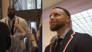 STEPH ROASTS LBJ! "LOOK AT BRON BRON! THINK HES COOL" FOR WEARING WHITE SUIT & REPPING IN RAIN!