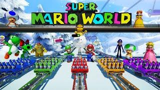 MARIO WORLD! 5 Track EPIC Roller Coaster Race! POV