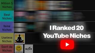 Useless Niches to $100,000  Niches | I Ranked 20 YouTube Niches (Tier List)