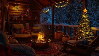 Cozy Christmas Porch Ambience:  Snow Sounds with Fireplace Crackles for Sleep and Relaxation