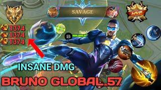 BRUNO BEST BUILD 2024 INSANE DMG Bruno global 57 mlbb gameplay