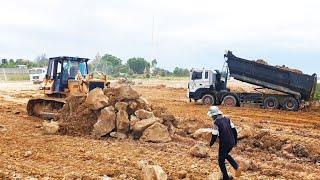 Extremely Bulldozer Pushing Dirt Building Road and Dump Truck Unloading Dirt | Awesome Machines