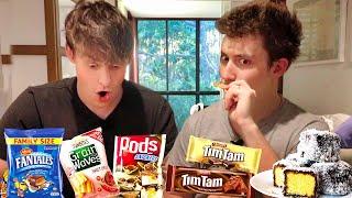 Brits Try Classic Australian Snacks for the First Time!!