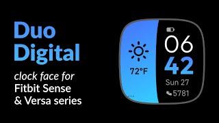 Duo Digital clock face for Fitbit Sense and Versa smartwatches