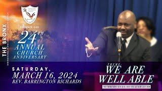 24th Annual Church Anniversary | PCM Bronx 3/16/2024 Rev. Barrington Richards