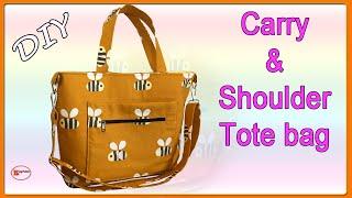 DIY CARRY & SHOULDER TOTE BAG | TOTE BAG TUTORIAL | DIY BAG SEWING | BAG MAKING | EASY TO SEW BAGS