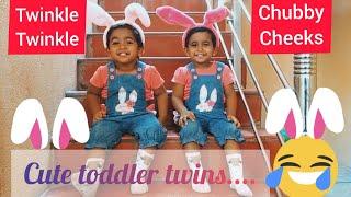 Cute toddler twins - Bunnies - Singing rhymes with actions!!!