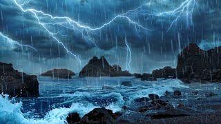 Huge Rainstorm + Thunder + Crashing Waves = White Noise for Sleep