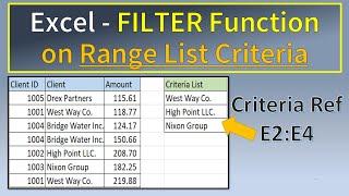 Excel Filter Function on Range List Criteria