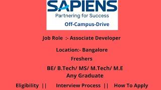 Sapiens  Recuritment 2021 || Freshers || Off-Campus #jobsandoffcampusdrive #studentscircles